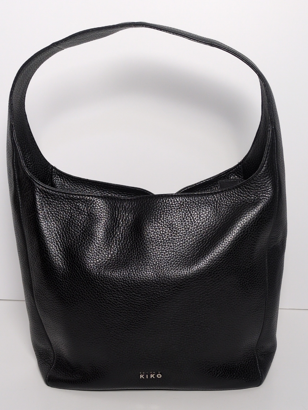 KIKO Black Pebbled Leather Hobo Shoulder Bag Medium Minimalist Handbag Tote